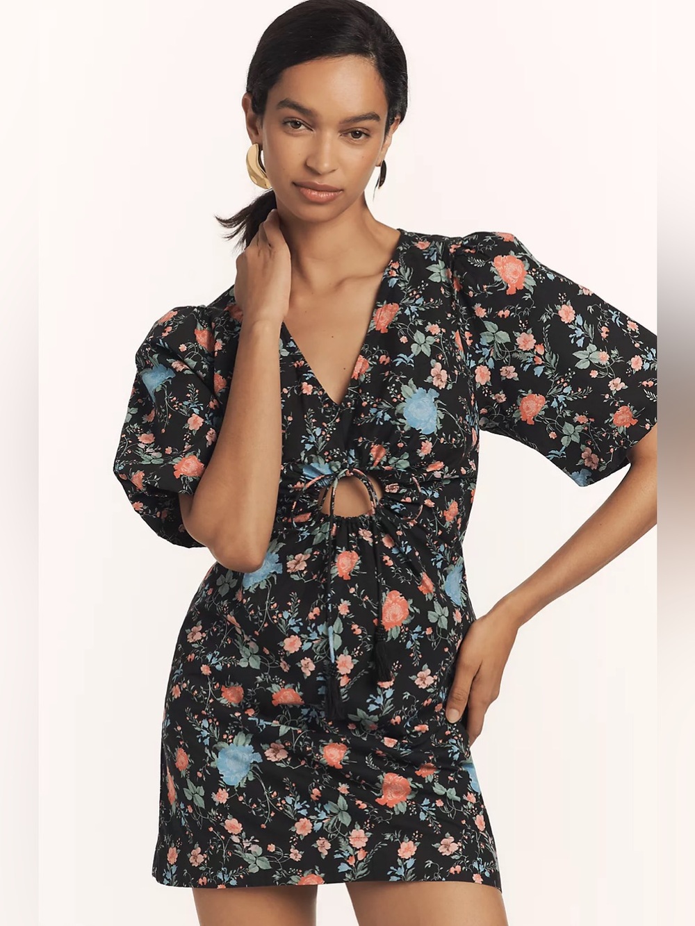 Anthropologie Maeve Short-Sleeve V-Neck Cotton Mini Dress